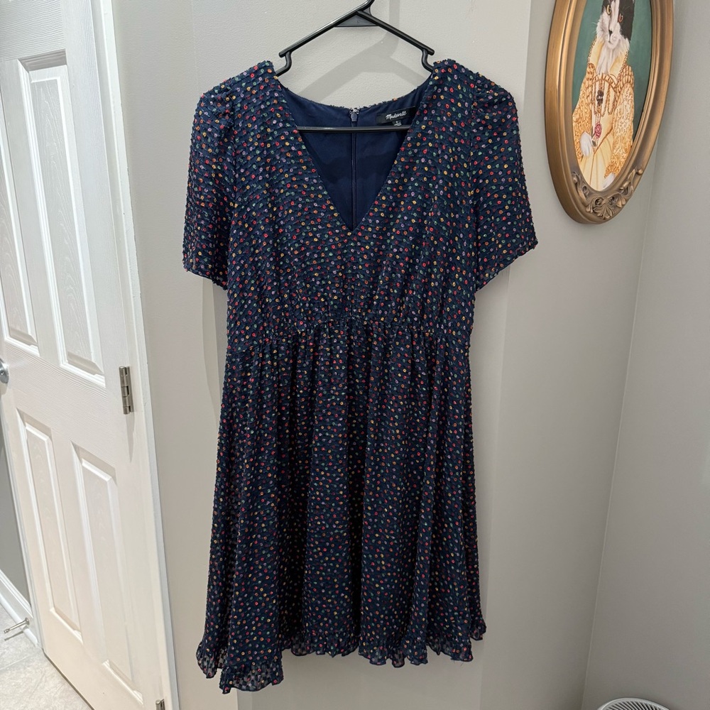 Madewell Navy Polka Dot Dress-0